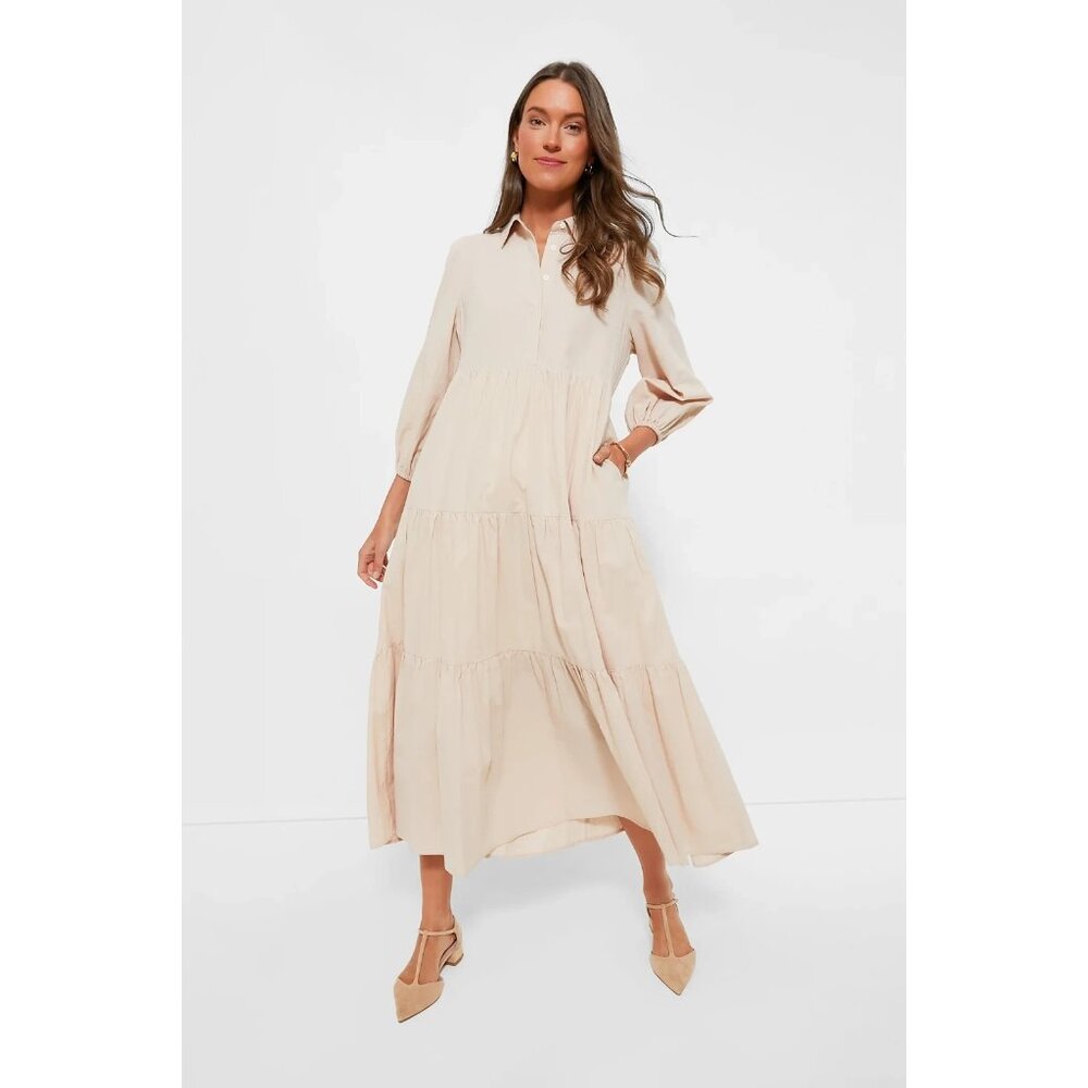 NWT Tuckernuck POMANDER PLACE Mabel in Sandstone Cotton Maxi Dress M